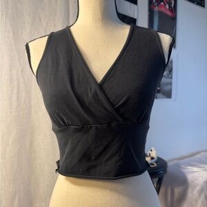 Black Sleeveless Wrap Top